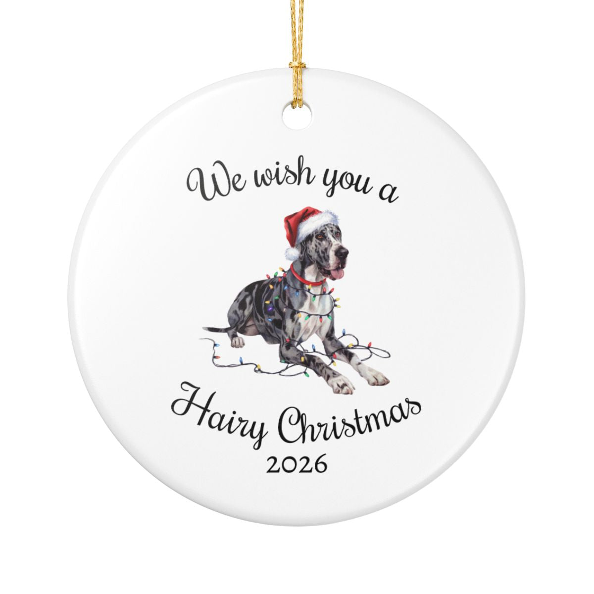 Christmas Great Dane Ornament, Christmas Lights Dog Keepsake