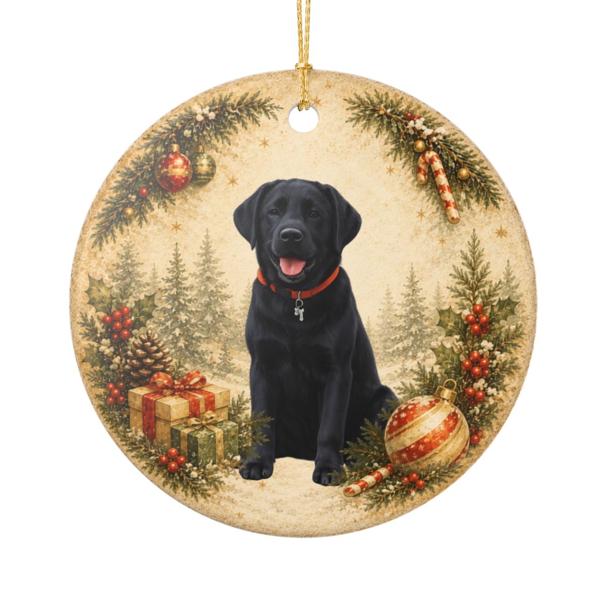 Custom Dog Photo Ornament, Personalized Name and Year, Double Sided Christmas Ornament