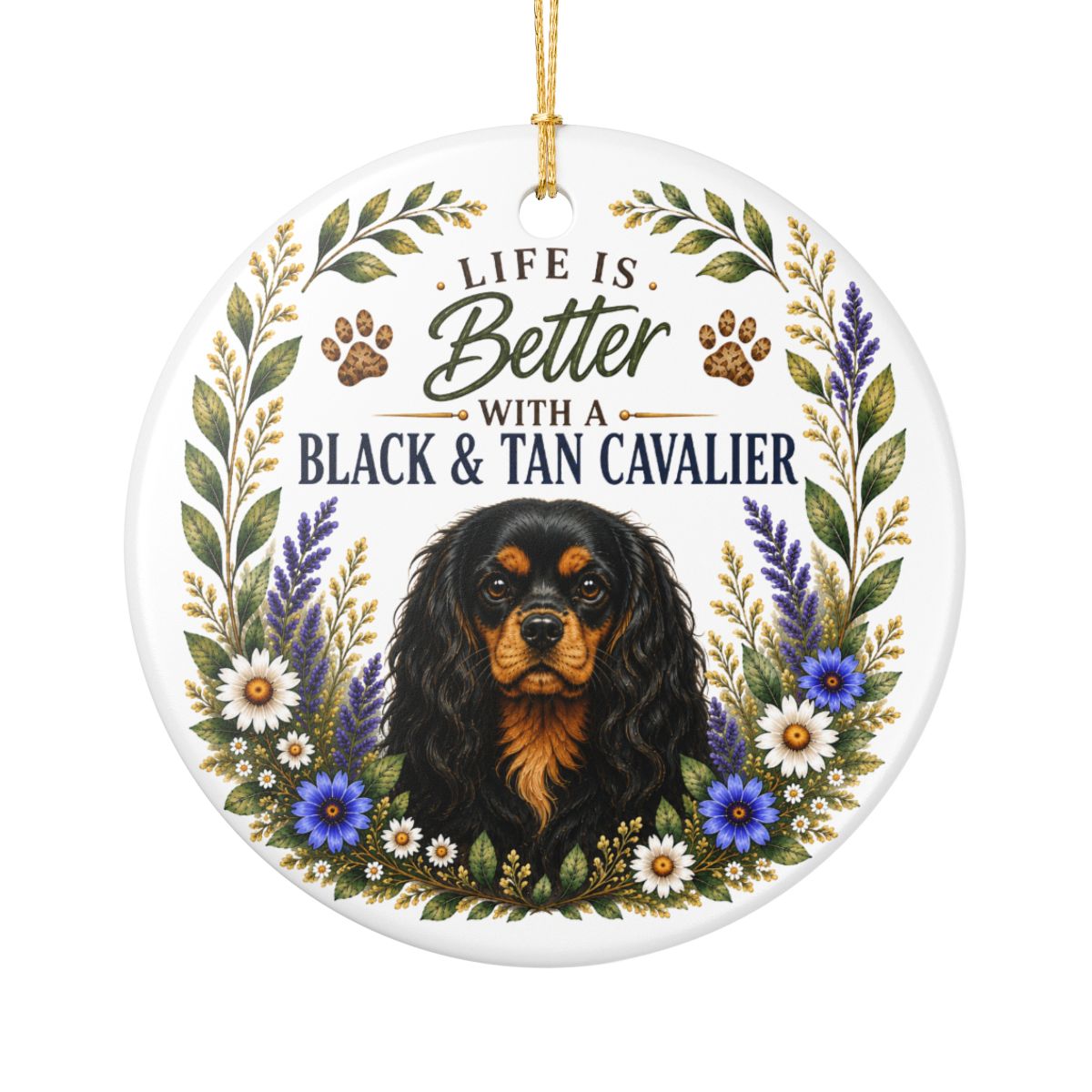Black and Tan Cavalier Ornament, Cavalier King Charles Spaniel Gift, Dog Lover Keepsake