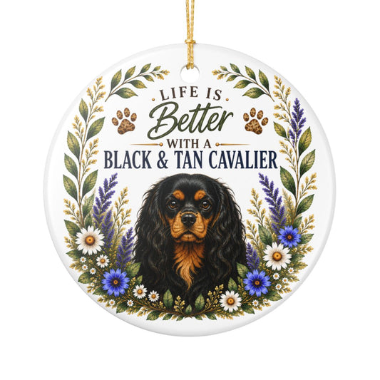 Black and Tan Cavalier Ornament, Cavalier King Charles Spaniel Gift, Dog Lover Keepsake
