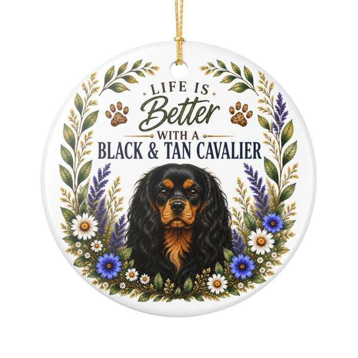 Black and Tan Cavalier Ornament, Cavalier King Charles Spaniel Gift, Dog Lover Keepsake