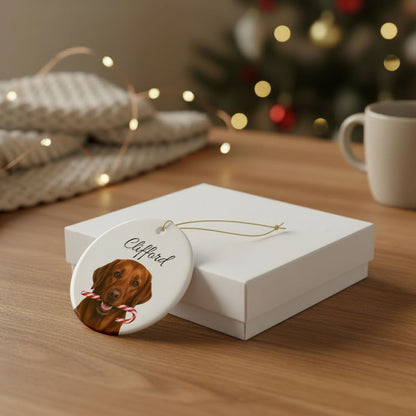Personalized Fox Red Lab Candy Cane Ornament