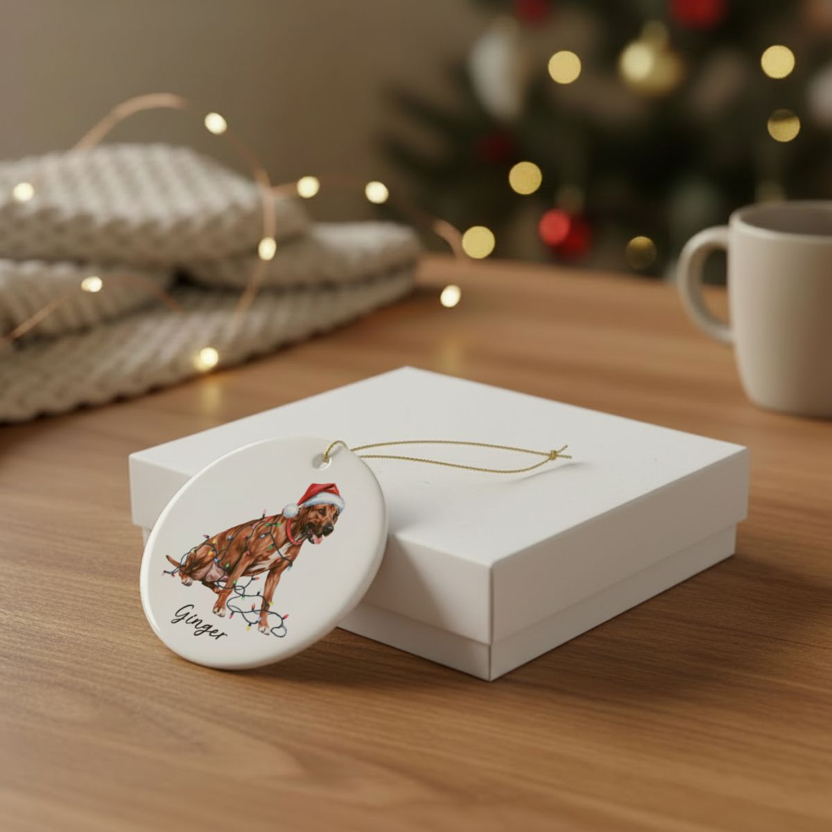 Rhodesian Ridgeback Ornament, Custom Dog Lover Holiday Gift