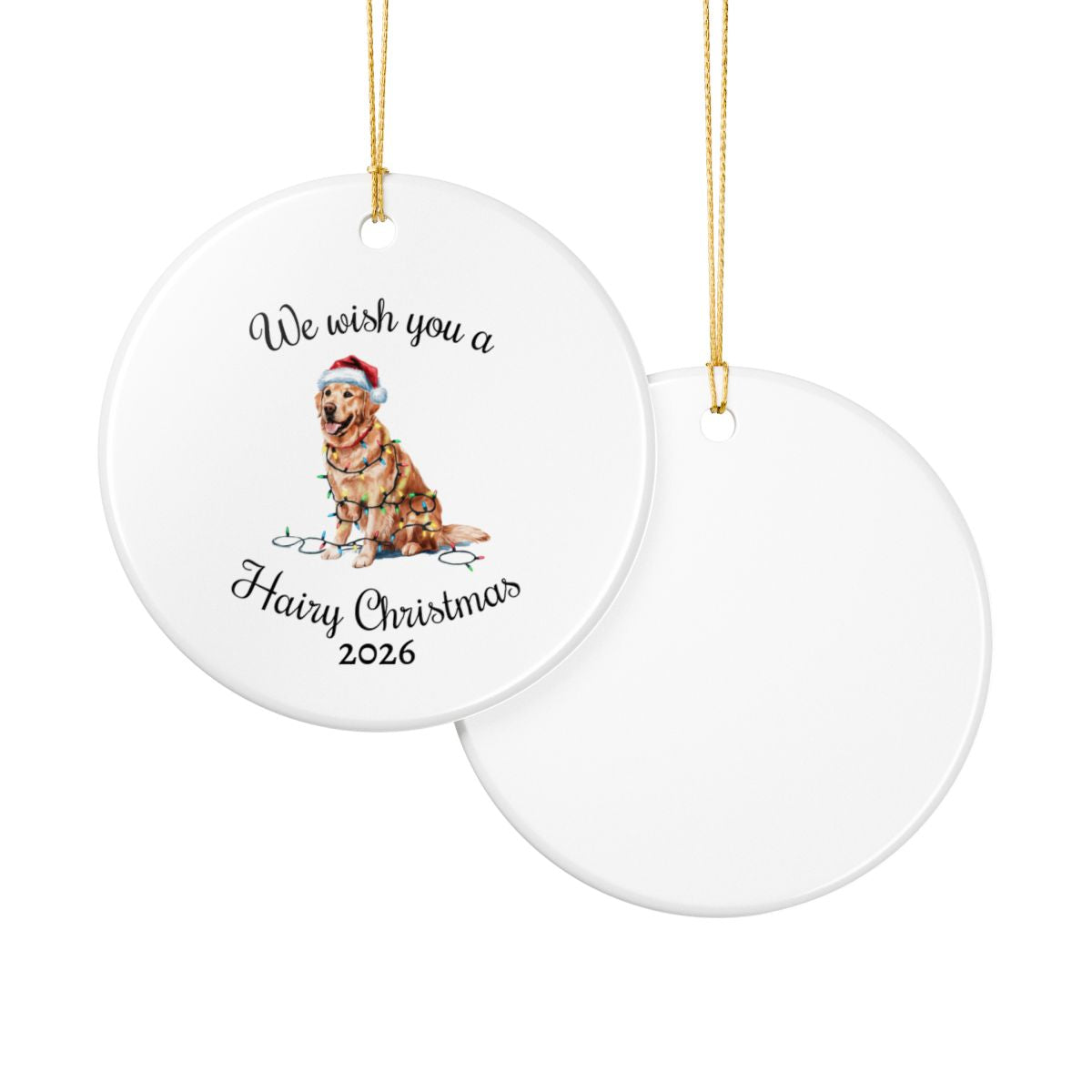 Christmas Golden Retriever Ornament, Christmas Lights Dog Keepsake