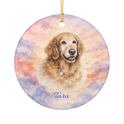 Personalized Pet Memorial Ornament, Custom Paw Prints Dog Photo Rainbow Bridge Keepsake