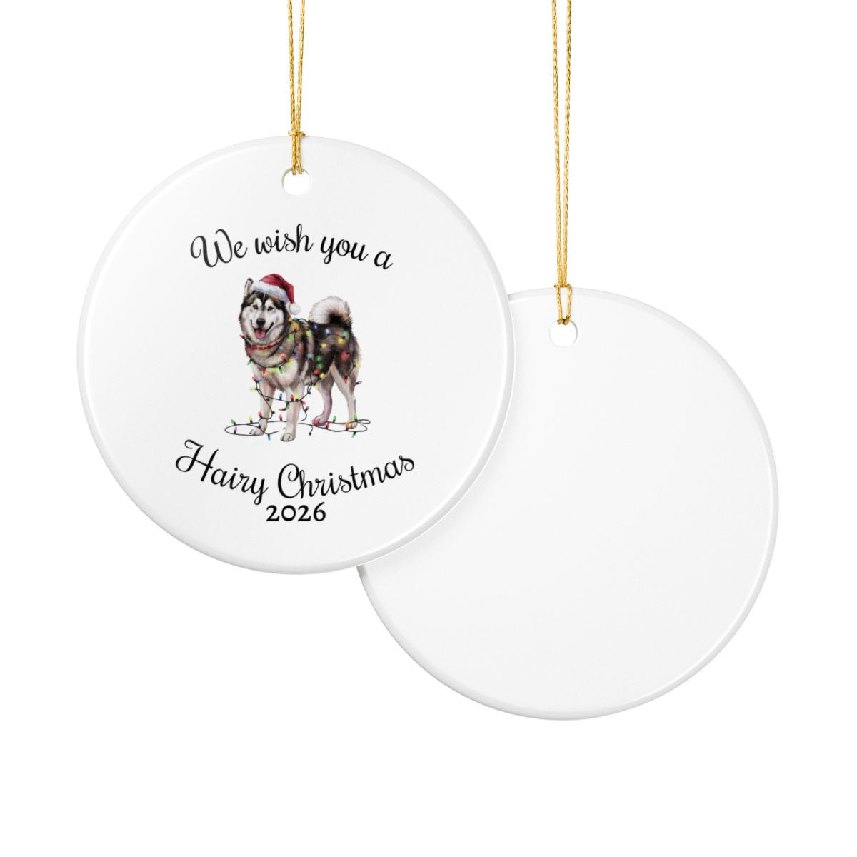 Christmas Alaskan Malamute Ornament, Christmas Lights Dog Keepsake, Christmas Dog, Alaskan Malamute Mom, Gift For Dog Lover