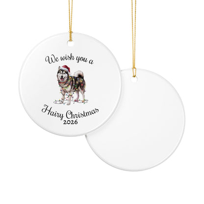 Christmas Alaskan Malamute Ornament, Christmas Lights Dog Keepsake, Christmas Dog, Alaskan Malamute Mom, Gift For Dog Lover