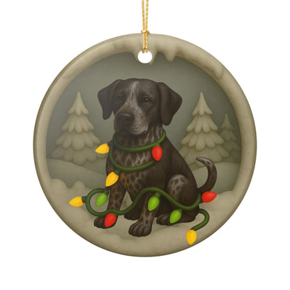 Personalized Black German Shorthaired Pointer Christmas Ornament, 3D Clay-Style Dog Keepsake with Lights