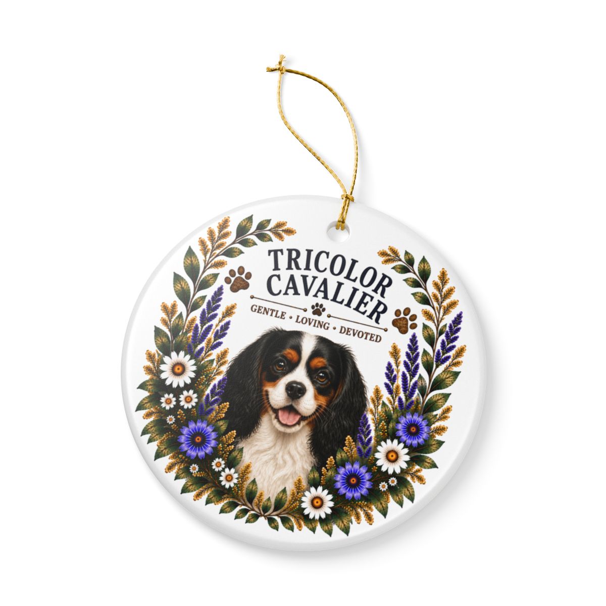 Tricolor Cavalier Ornament, Cavalier King Charles Spaniel Gift, Tricolor Cavalier Dog Mom Keepsake