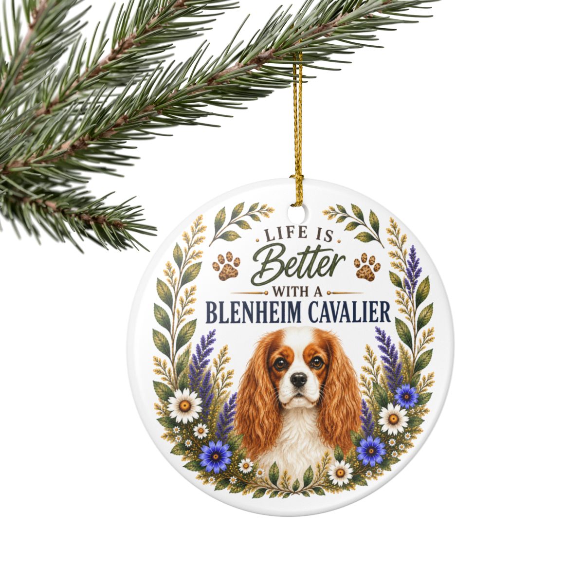 Blenheim Cavalier Ornament, Cavalier King Charles Spaniel Gift, Dog Mom Keepsake, Dog Lover Gift
