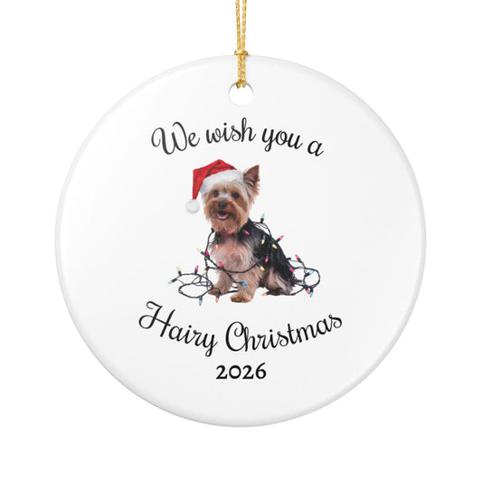 Christmas Yorkshire Terrier Ornament, Christmas Lights Dog Keepsake