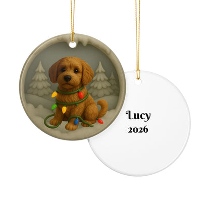 Personalized Labradoodle Christmas Ornament, 3D Clay-Style Dog Keepsake with Lights