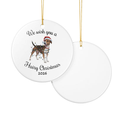 Christmas Smooth Fox Terrier Ornament, Christmas Lights Dog Keepsake