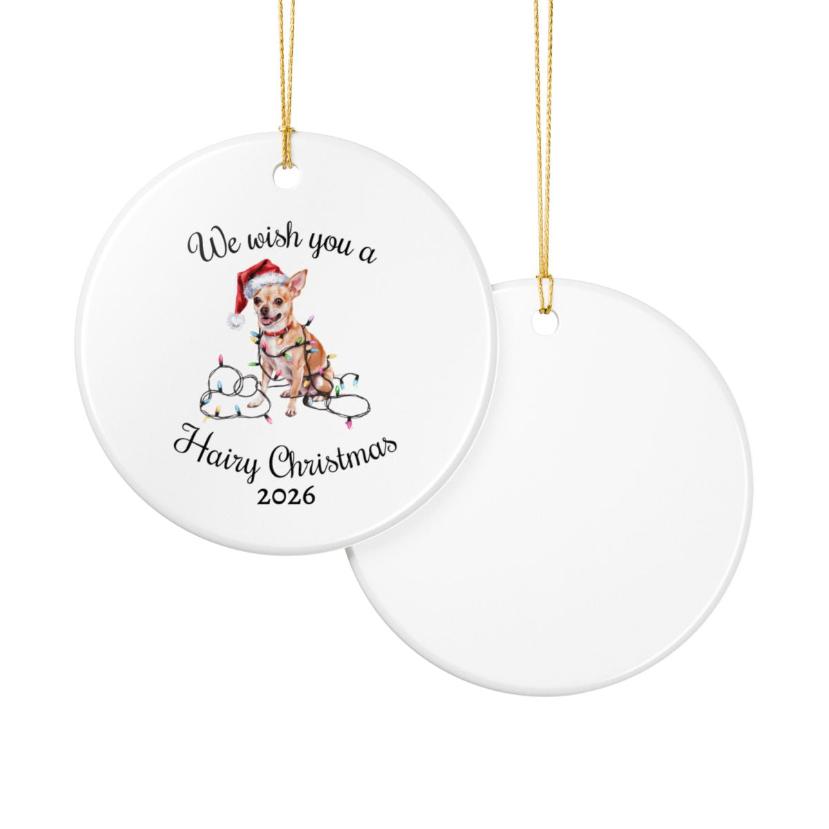 Christmas Tan Chihuahua Ornament, Christmas Lights Dog Keepsake