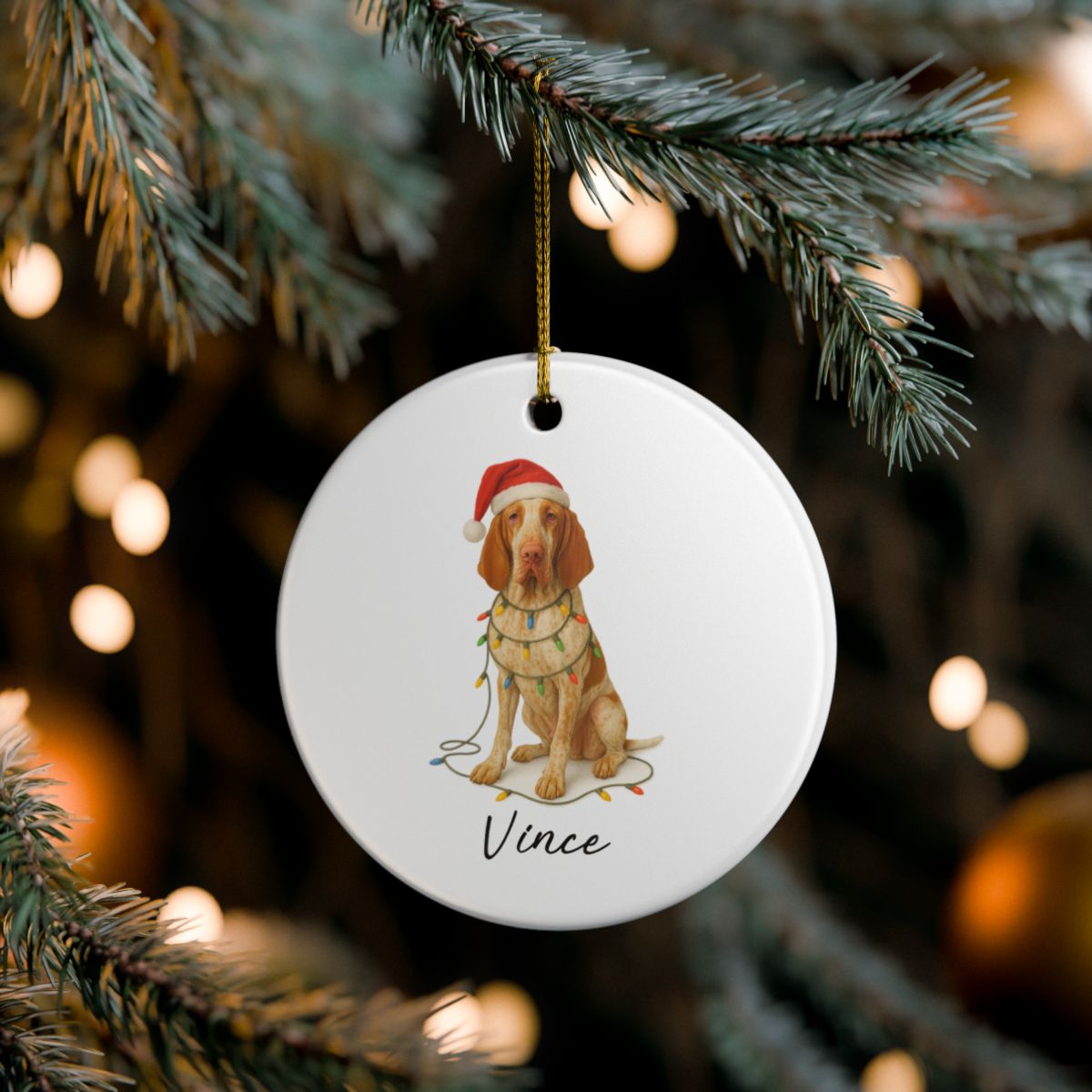 Personalized Bracco Italiano Ornament, Dog Lover Christmas Tree Decoration, Ceramic Pet Keepsake