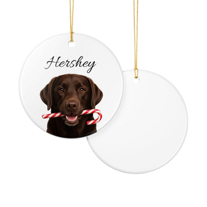 Personalized Chocolate Lab Candy Cane Ornament