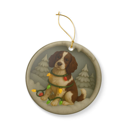 Personalized Springer Spaniel Christmas Ornament, 3D Clay-Style Dog Keepsake with Lights