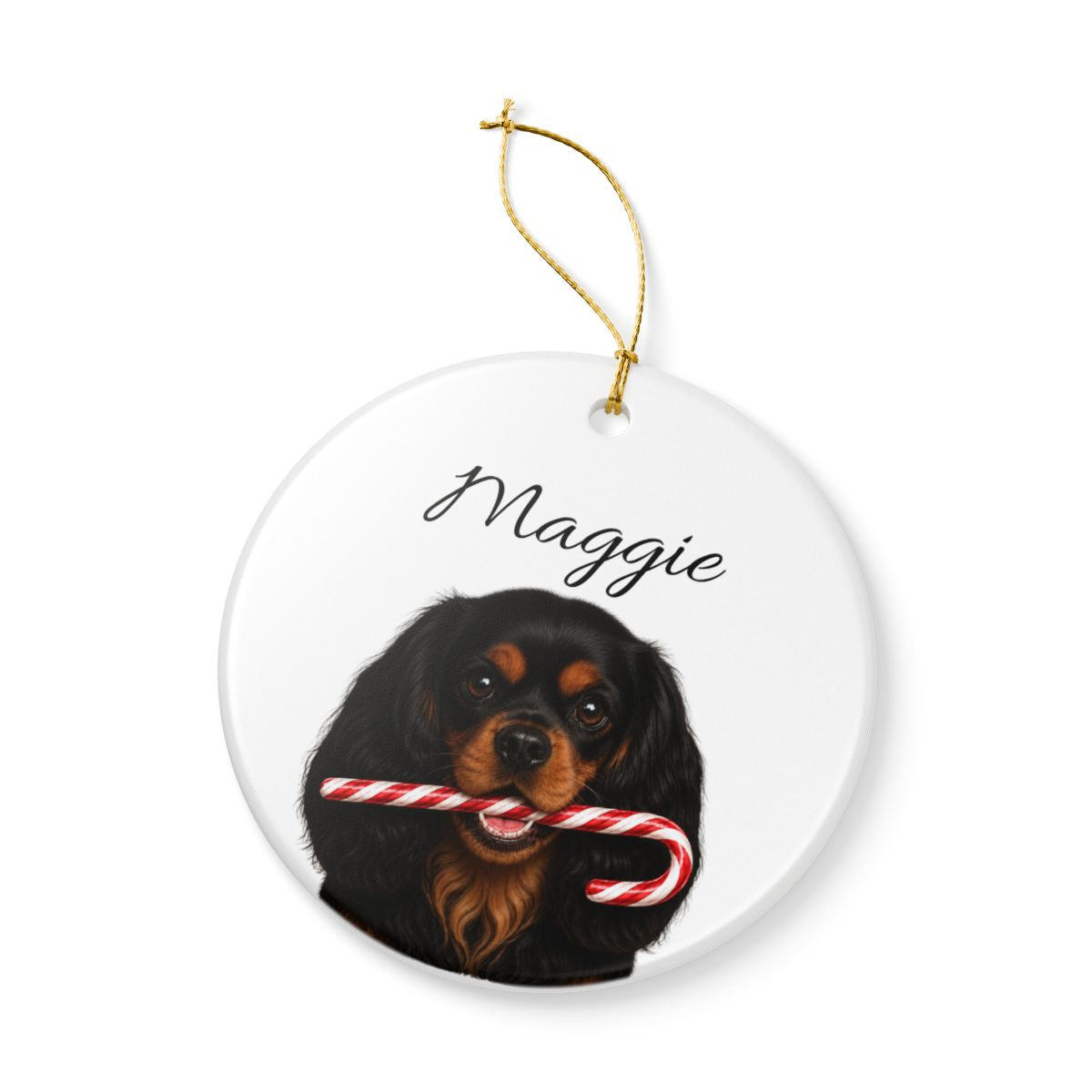 Personalized Black and Tan Cavalier Ornament, Custom Dog Name Christmas Ornament, Cavalier King Charles Gift