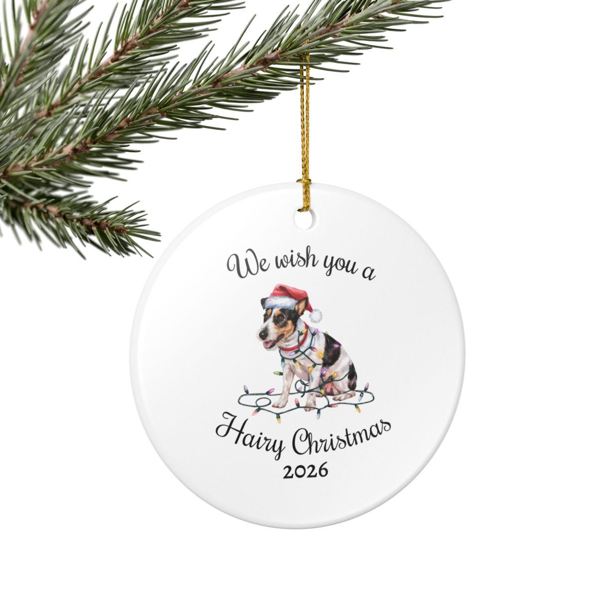 Christmas Rat Terrier Ornament, Christmas Lights Dog Keepsake