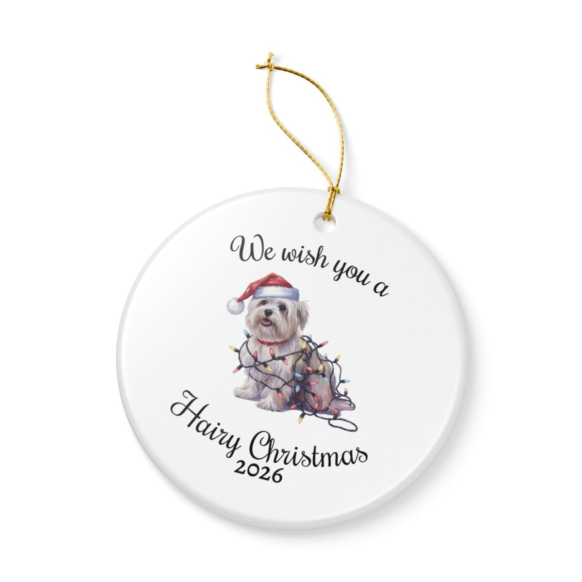 Christmas Maltese Ornament, Christmas Lights Dog Keepsake