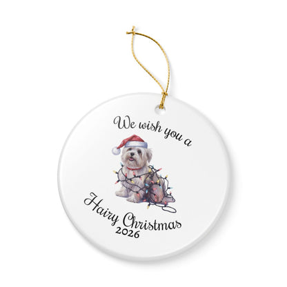 Christmas Maltese Ornament, Christmas Lights Dog Keepsake