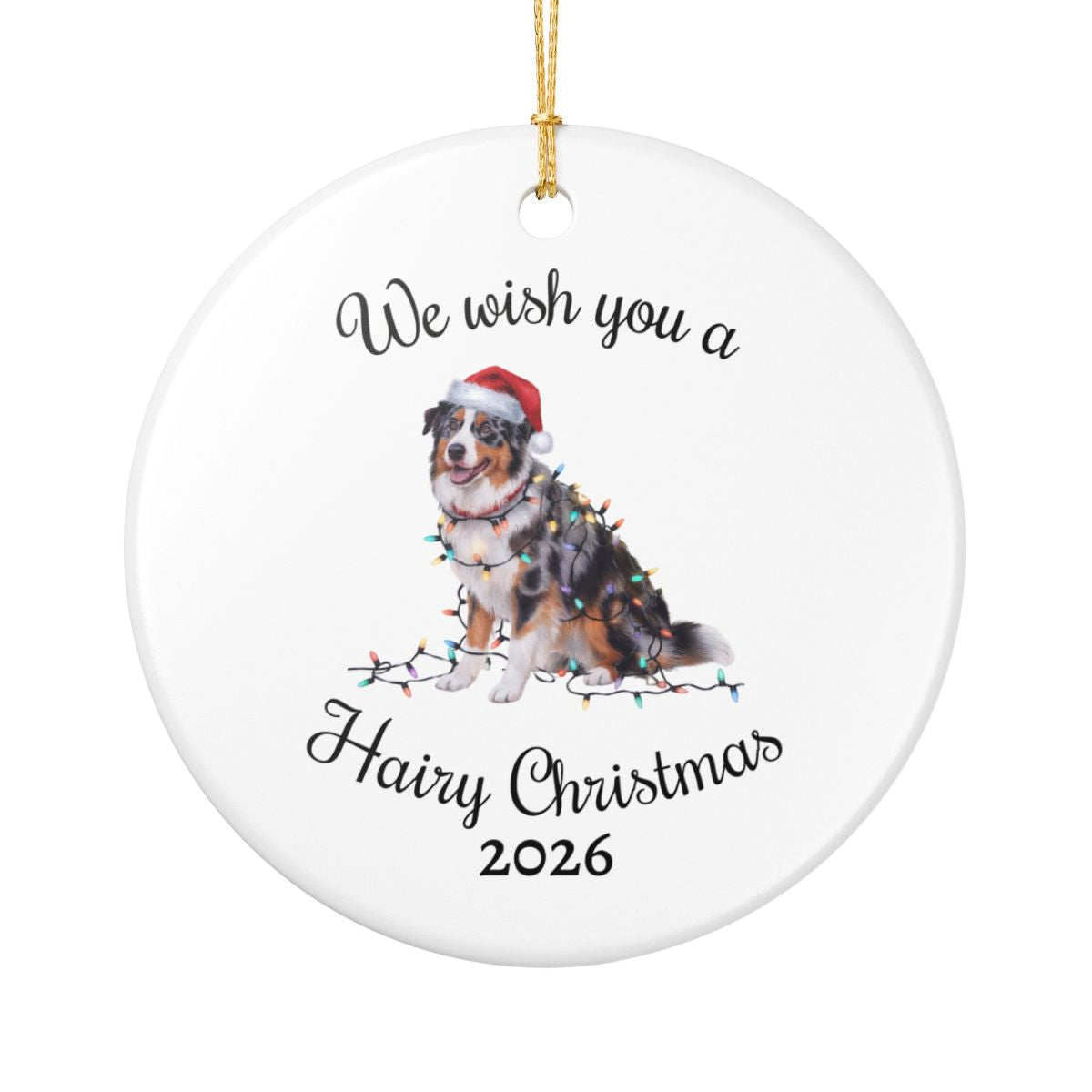 Australian Shepherd Ornament, Personalized Christmas Lights Dog Keepsake