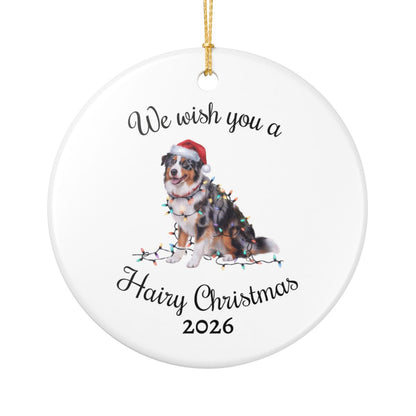 Australian Shepherd Ornament, Personalized Christmas Lights Dog Keepsake