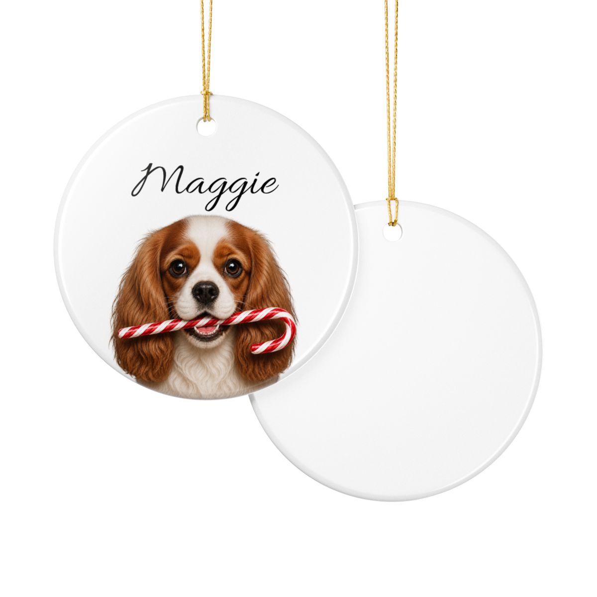 Personalized Blenheim Cavalier Candy Cane Ornament