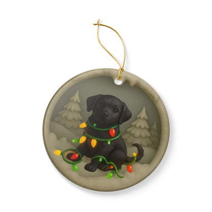 Personalized Black Lab Christmas 3D Clay-Style Ornament