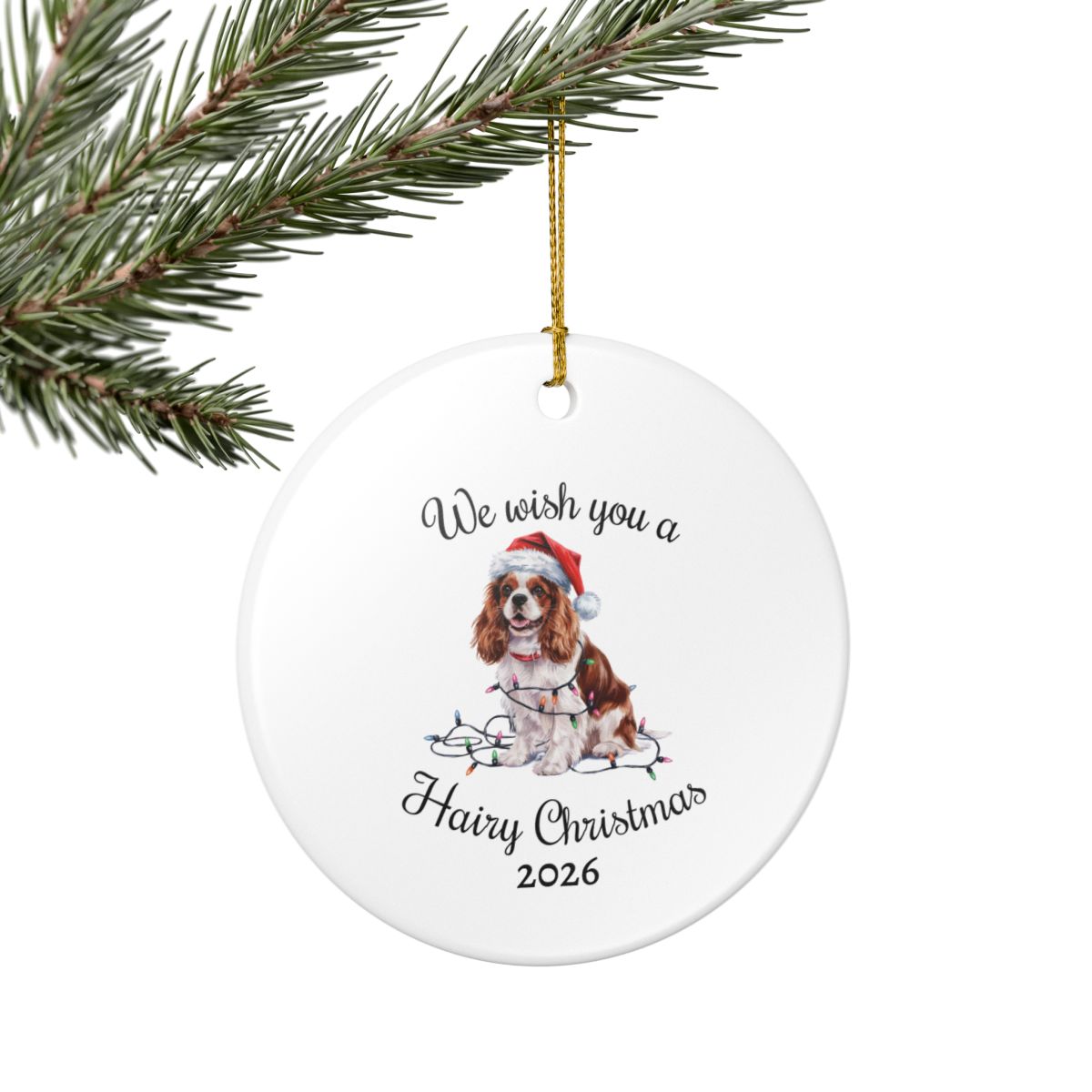 Blenheim Cavalier King Charles Spaniel Ornament, Cavalier Spaniel Mom, Christmas Lights Dog