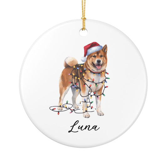Personalized Akita Christmas Lights Ornament
