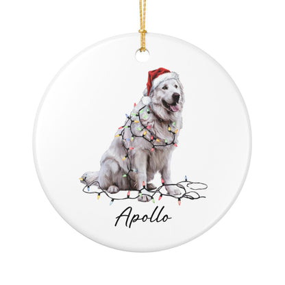 Personalized Pyrenees Ornament, Ceramic Dog Lover Christmas Tree Decor