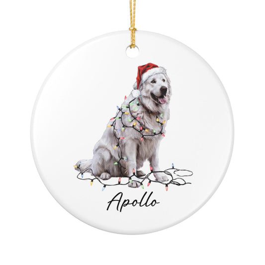 Personalized Pyrenees Ornament, Ceramic Dog Lover Christmas Tree Decor