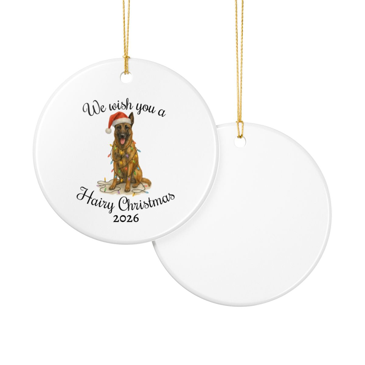 Christmas Belgian Malinois Ornament, Dog Lover Christmas Gift, Ceramic Tree Decoration, Holiday Keepsake, Personalized