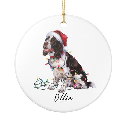 Personalized Brown Springer Spaniel Ornament, Christmas Dog Ornament