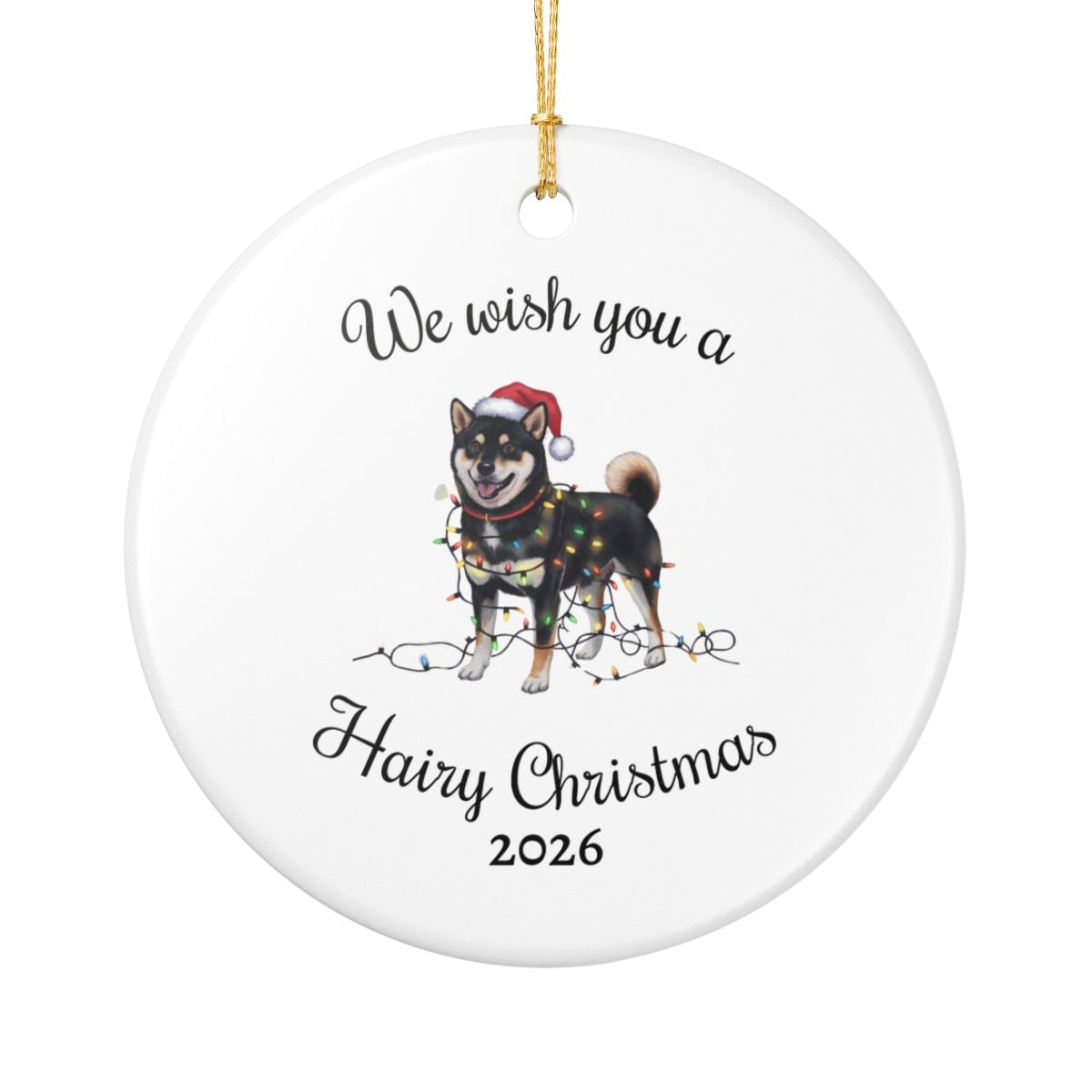 Christmas Black Shiba Inu Ornament, Christmas Lights Dog Keepsake