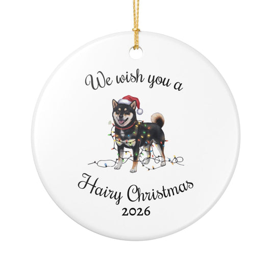 Christmas Black Shiba Inu Ornament, Christmas Lights Dog Keepsake