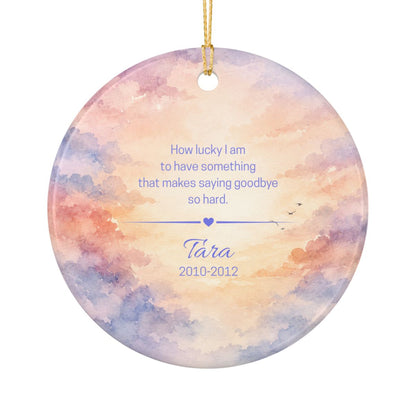 Personalized Pet Memorial Ornament, Custom Sunset Dog Photo Rainbow Bridge Keepsake