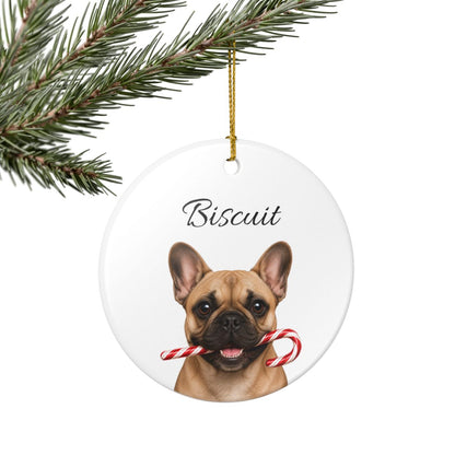Personalized French Bulldog Candy Cane Ornament
