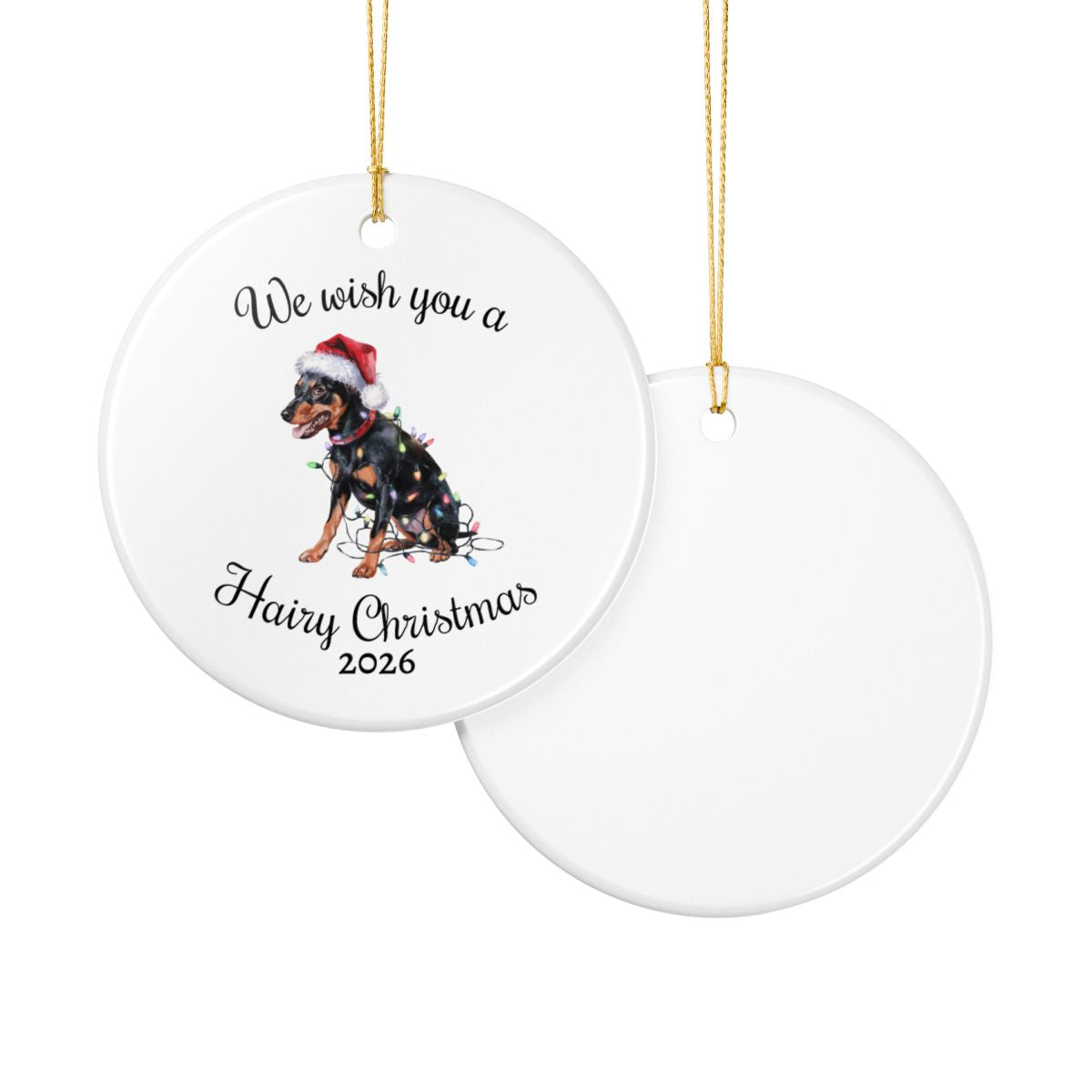 Christmas Miniature Pinscher Ornament, Christmas Lights Dog Keepsake