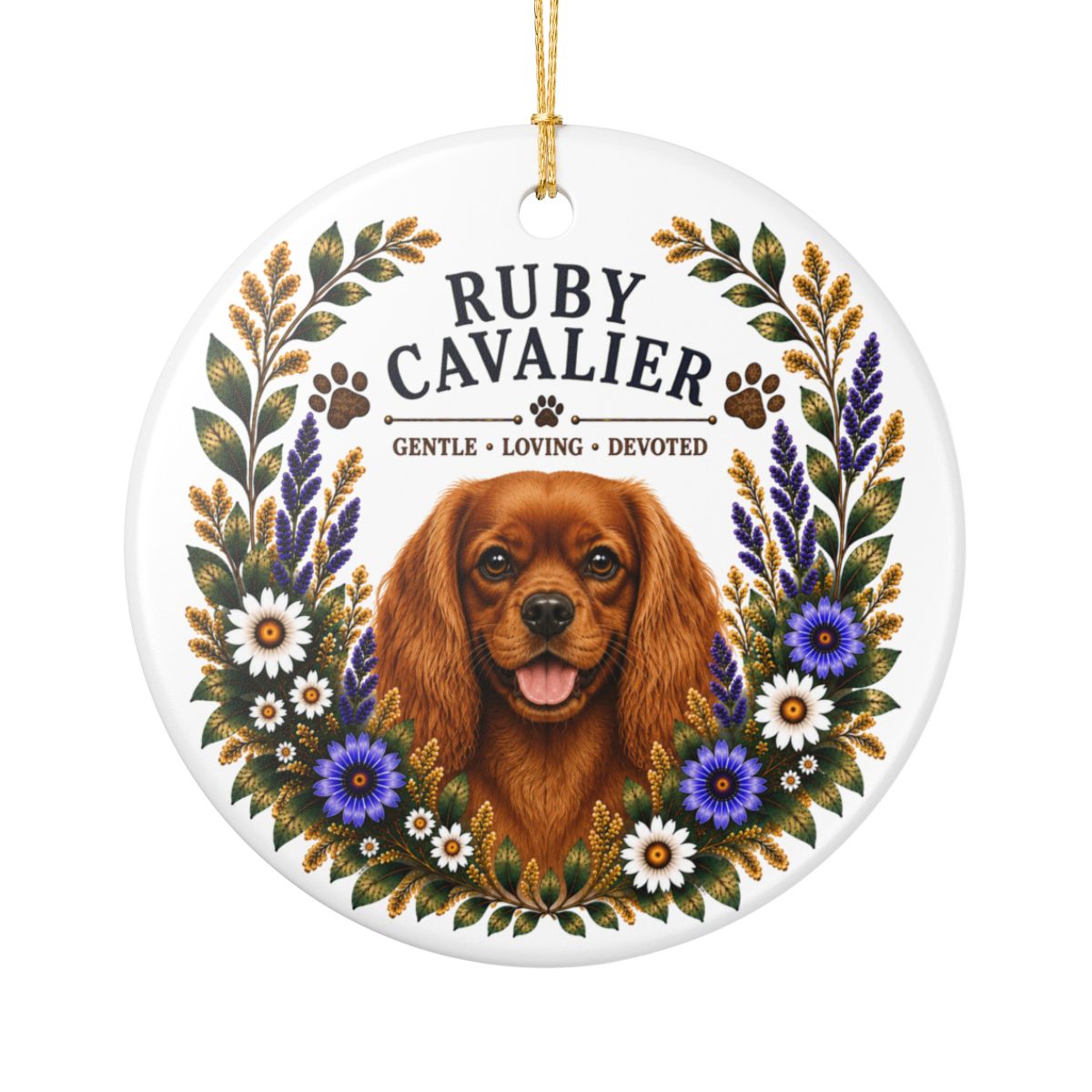 Ruby Cavalier Ornament, Cavalier King Charles Spaniel Gift, Ruby Cavalier Dog Mom Keepsake