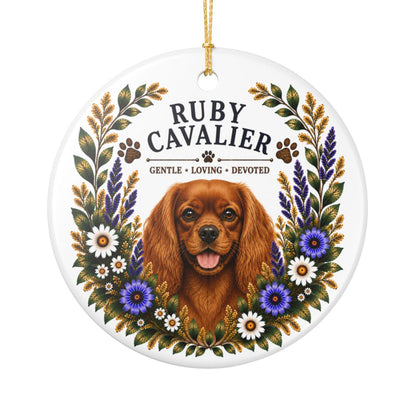 Ruby Cavalier Ornament, Cavalier King Charles Spaniel Gift, Ruby Cavalier Dog Mom Keepsake