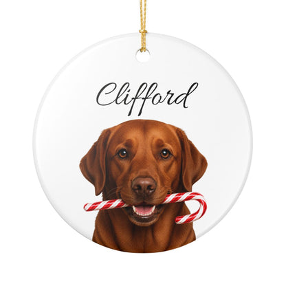 Personalized Fox Red Lab Candy Cane Ornament
