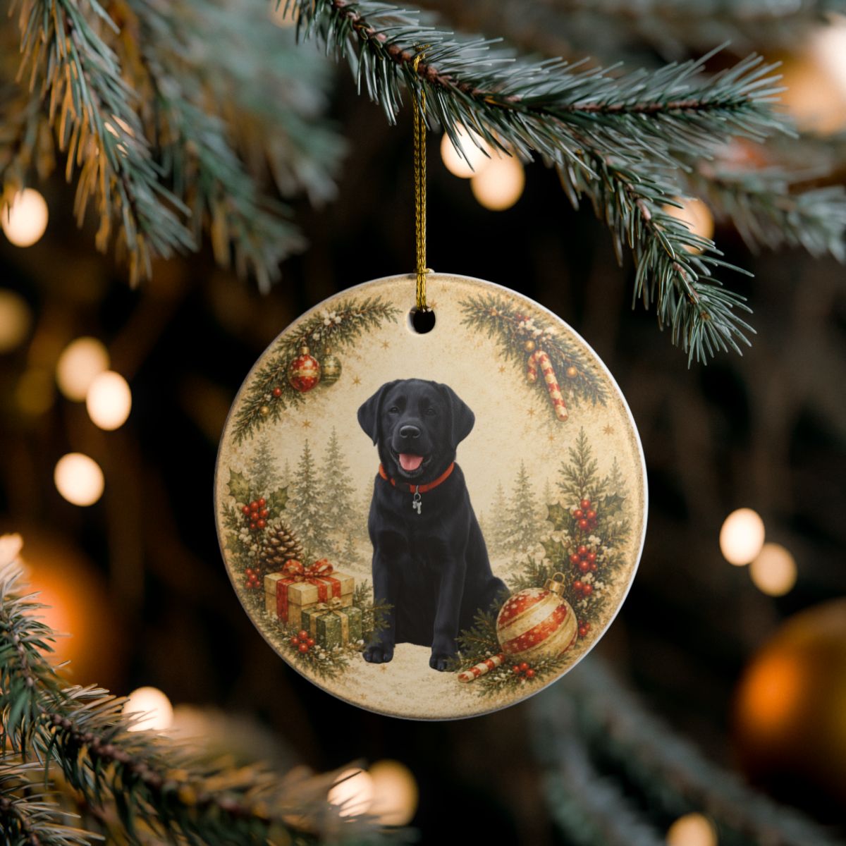 Custom Dog Photo Ornament, Personalized Name and Year, Double Sided Christmas Ornament