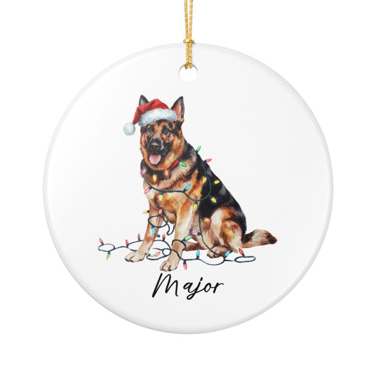 German Shepherd Ornament Ceramic Keepsake Christmas Dog Lover Gift Personalized Xmas Decor