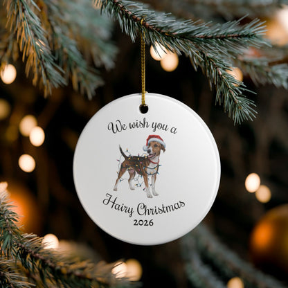 Christmas Smooth Fox Terrier Ornament, Christmas Lights Dog Keepsake