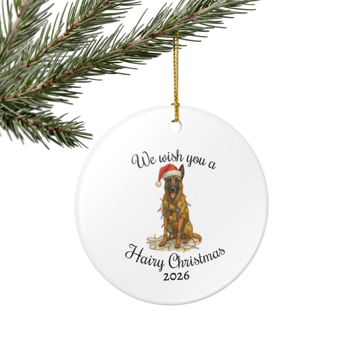 Christmas Belgian Malinois Ornament, Dog Lover Christmas Gift, Ceramic Tree Decoration, Holiday Keepsake, Personalized