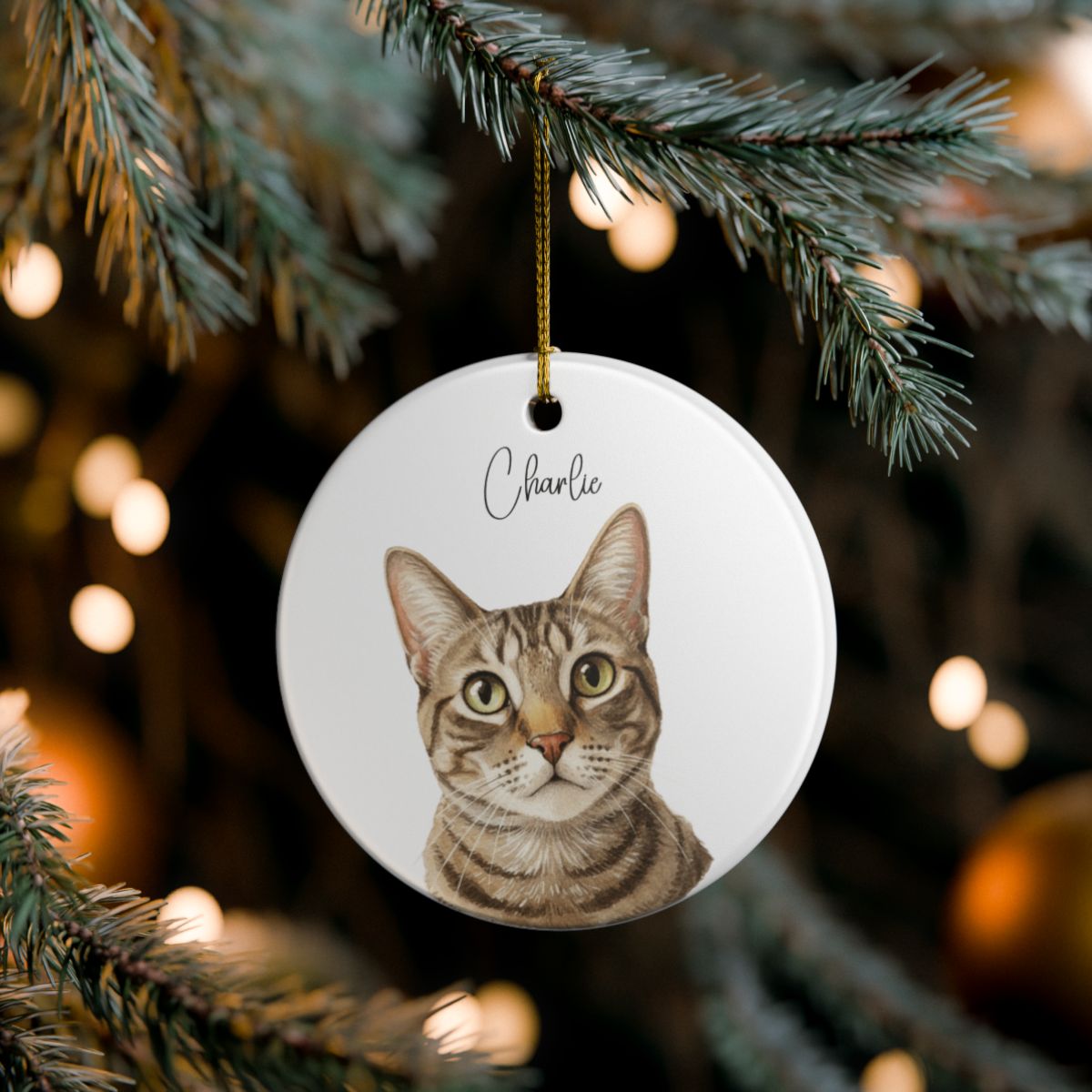 Custom Watercolor Pet Memorial Ornament with Name