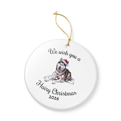Christmas Siberian Husky Ornament, Christmas Lights Dog Keepsake