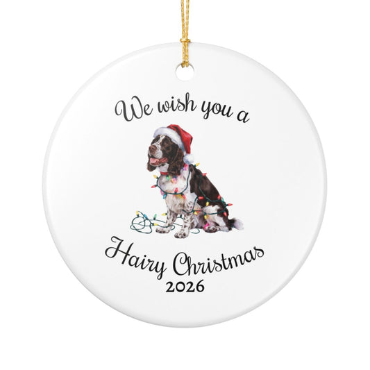 Christmas Brown Springer Spaniel Ornament, Christmas Lights Dog Keepsake
